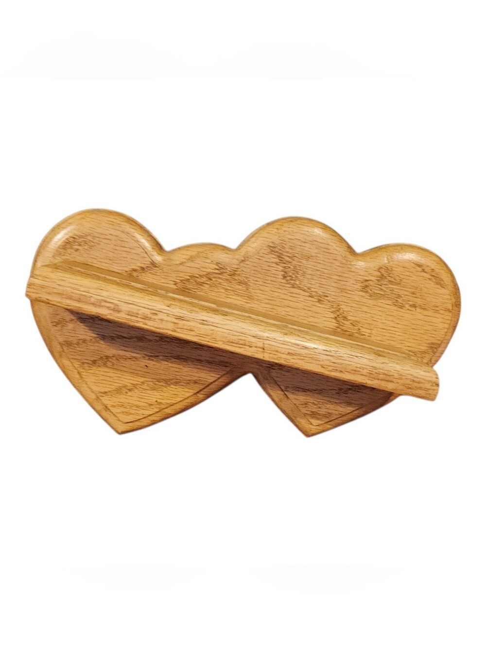 Vintage Wood Wall Shelf two hearts hanging cottagecore country rustic home decor - Picture 2 of 5
